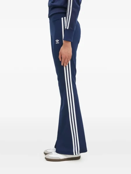 Pantaloni palazzo Adidas cu dungi plisat cu imagine albastru
