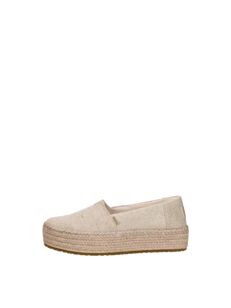 Lniane espadryle Toms na platformie żółte