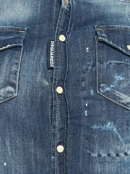 Cămașă de blugi Dsquared2 zdrențuiți albastru
