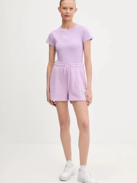Karl Kani szorty z nadrukiem high waist fioletowy