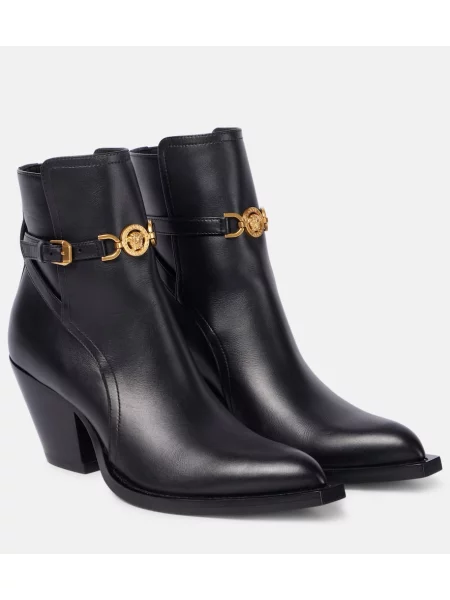 Cizme scurte Versace din piele negru