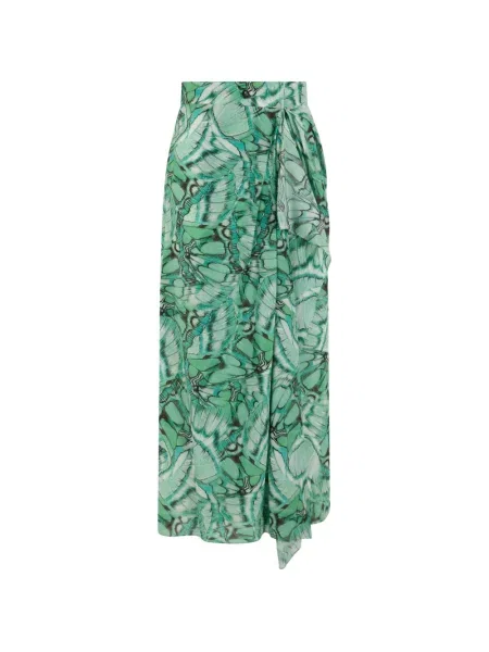 Fustă Alberta Ferretti de mătase cu imagine verde