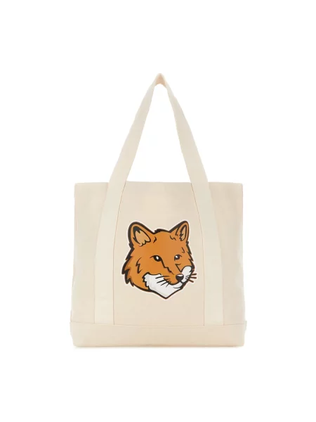 Torebka Maison Kitsune z nadrukiem beżowa