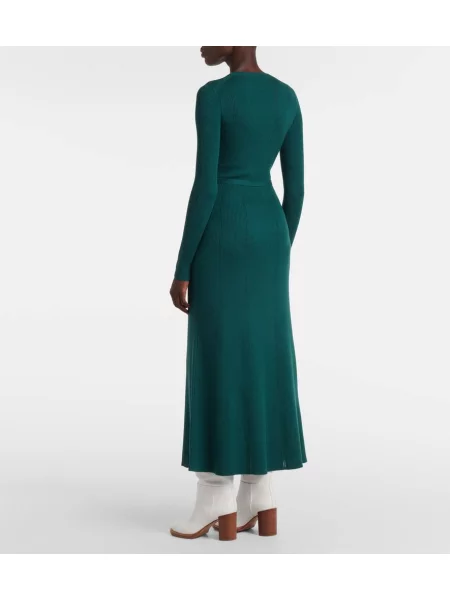 Rochie midi Gabriela Hearst de lână până la genunchi de costum verde