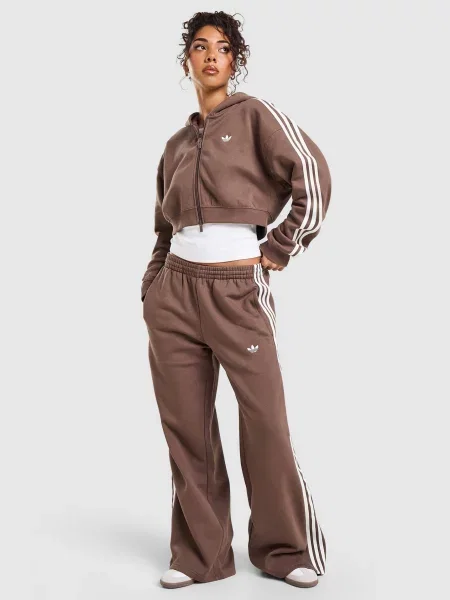 Adidas Bluza Rozpinana Z Kapturem 3S Cropped Hood brązowa