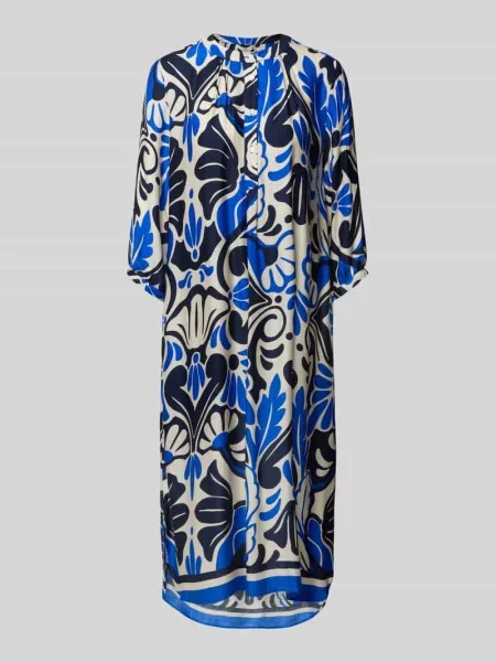 Sukienka midi ze wzorem na całej powierzchni Milano Italy niebieska