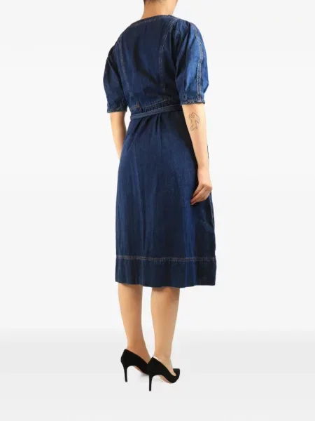 Cu centură rochie din denim Wyse albastru