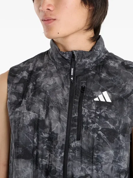 Tricou Adidas cu dungi cu broderie alergare gri
