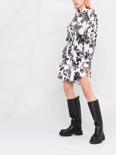 Rochie tip cămașă Msgm cu model floral de costum alb
