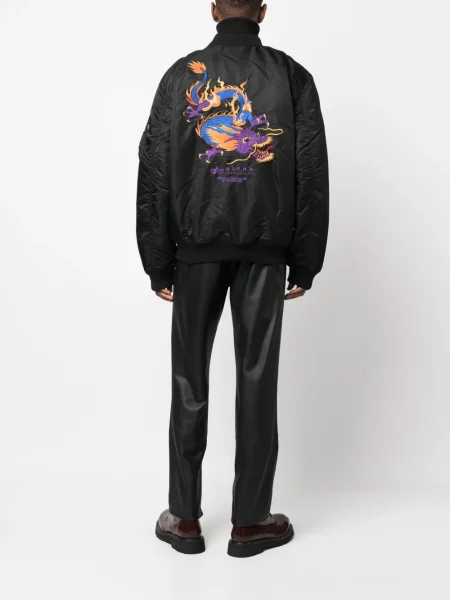 Siuvinėta bomber striukė Alpha Industries juoda