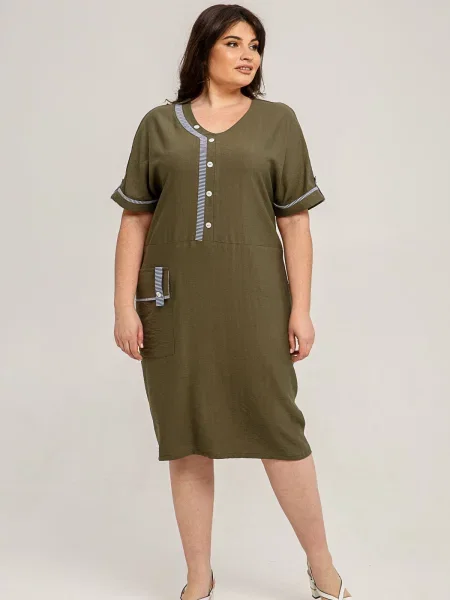 Лляна Сукня міді All Posa хакі