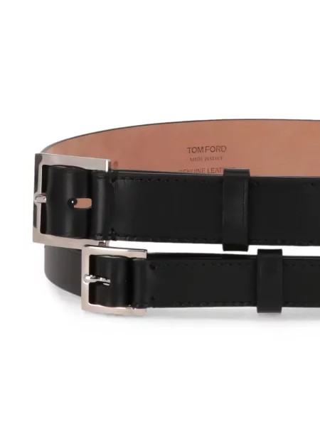 Cu centură curea Tom Ford din piele cu bretele negru