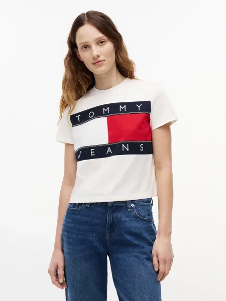 Tommy Jeans Tričko námornícka modrá / červená biela