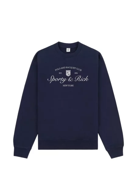 Hanorac Sporty & Rich cu broderie albastru
