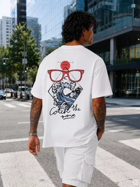 T-shirt oversize z nadrukiem Dstreet biały
