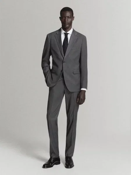 Marynarka garniturowa Milan slim fit Mężczyzna 56 MANGO MAN szary