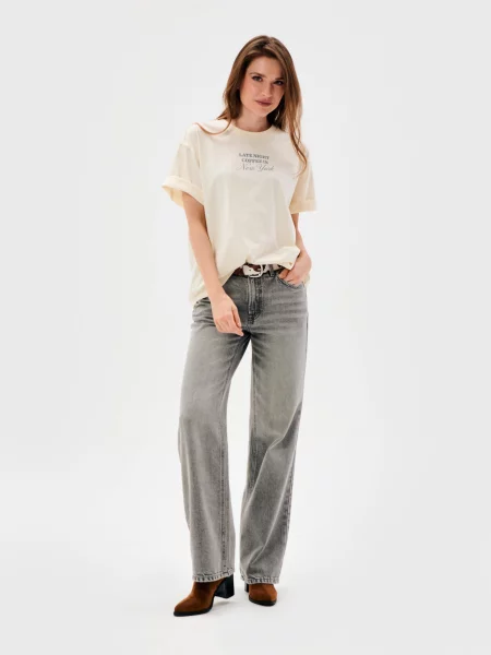 Джинси широкого крою з високою талією сірий