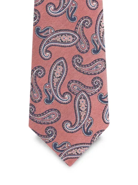Cravată Etro cu model paisley din jacard roz