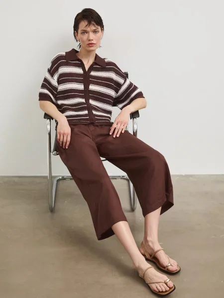 Medicine spodnie culottes z lyocellu brązowe