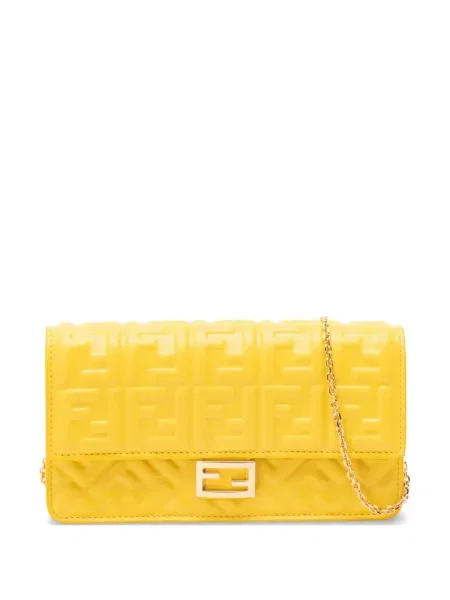 Geantă cu mânere cu lanț Fendi galben