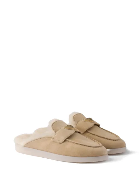 Papuci tip mules Prada din piele de căprioară