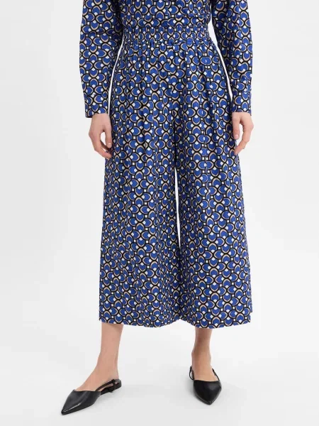 Weekend Max Mara spodnie szerokie high waist niebieski