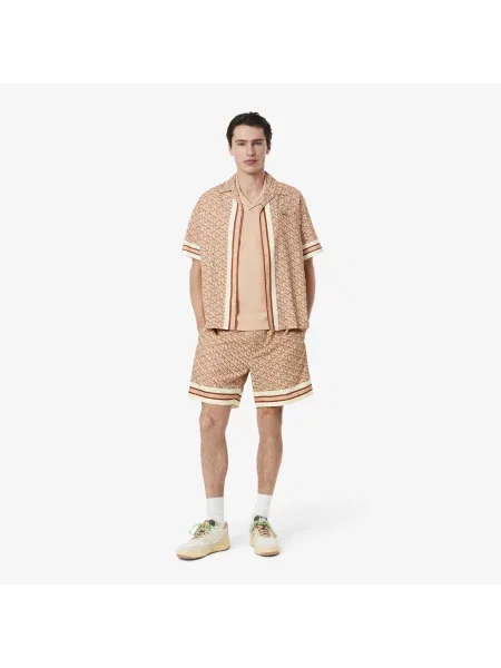 Lacoste Lekkie Szorty Z Nadrukiem Monogramu brązowy