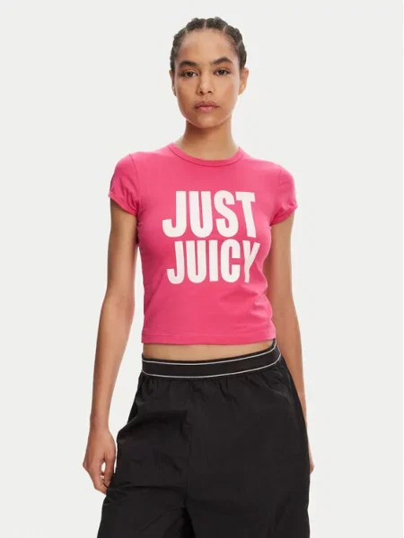 Juicy Couture Marškinėliai Just Juicy Slim Fit rožinė