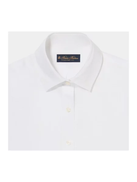Lniana koszula Brooks Brothers z logo biała