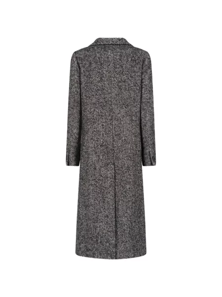 Palton Tagliatore cu model herringbone cu două rânduri de nasturi negru