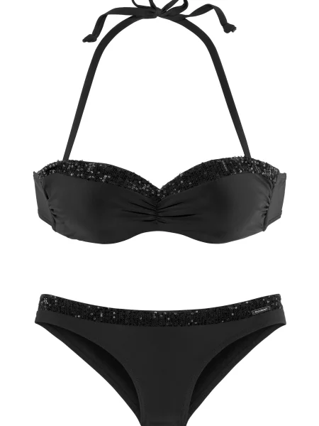 BRUNO BANANI Costum de baie două piese / argintiu negru