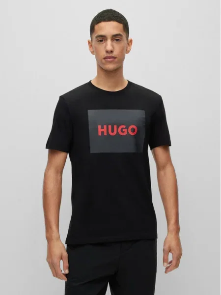 HUGO Tricou roșu negru