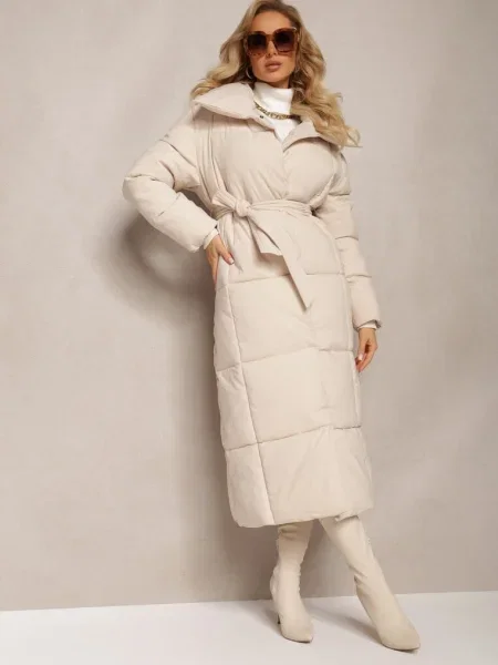 Jachetă lungă deschis matlasată cu Adellesstta bej