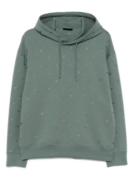 Hanorac cu glugă Emporio Armani cu broderie verde