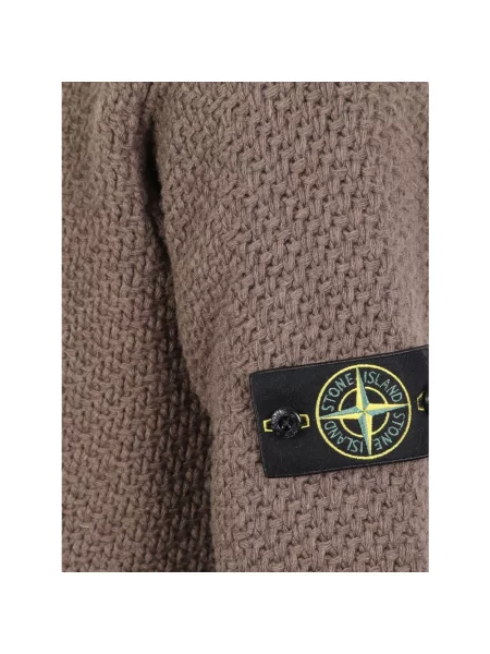 Kardigan Stone Island wełniany z kamieniami brązowy