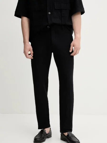 Hlače s dodatkom lana BARENA VENEZIA Camicia Mola tamno ravna plava