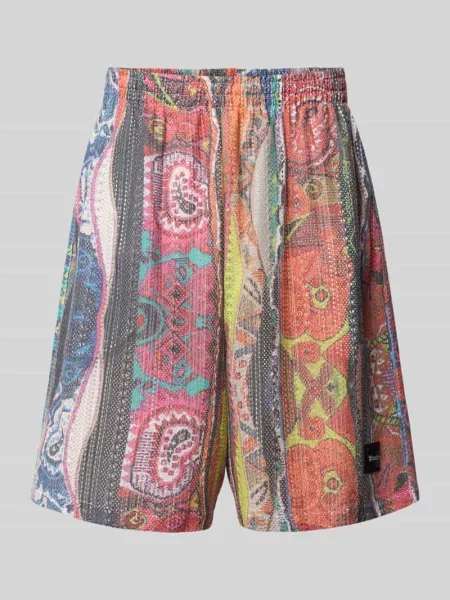 Szorty o kroju straight fit w stylistyce szydełkowej z dodatkiem Colucci czerwone