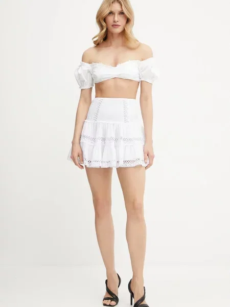 Mała mały spódnica mini Charo Ruiz Ibiza z falbankami biała