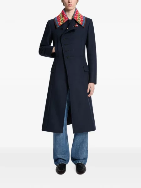 Palton Dries Van Noten de lână albastru