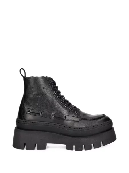 Botine Copenhagen cu șireturi cu platformă din dantelă negru