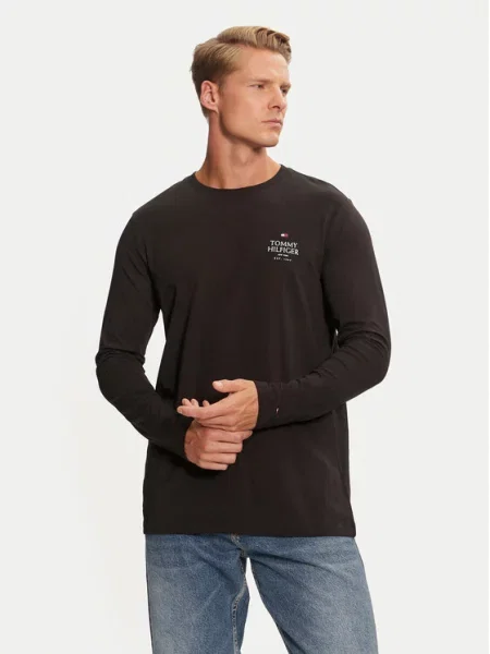 Tommy Hilfiger Majica z dolgimi rokavi črna