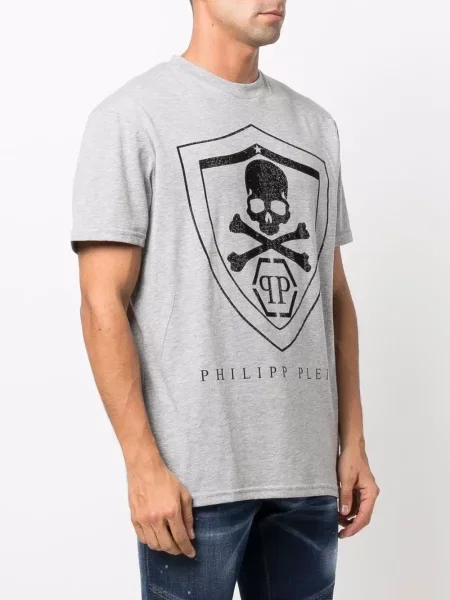 Tričko Philipp Plein s potiskem šedé