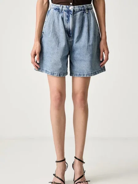 Morgan pantaloni scurți pentru femei din denim albastru