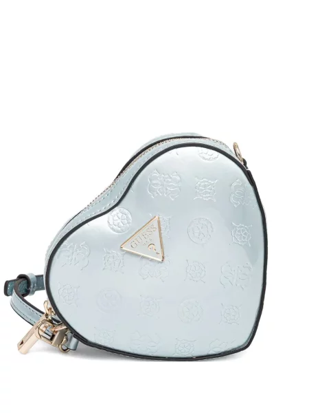 Torebka crossbody Guess skórzana w serca niebieska