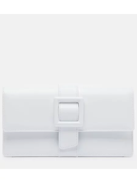 Usnjena pisemska torbica Manolo Blahnik bela