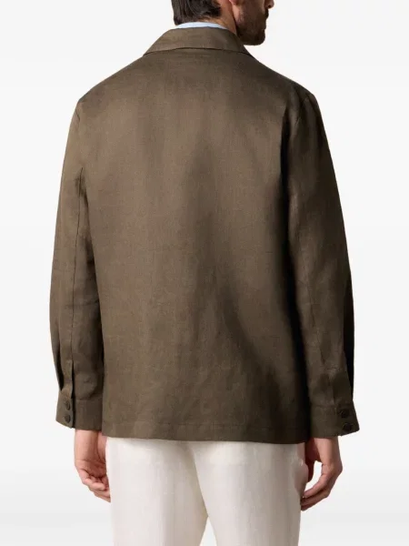 Lněné lněná košile Brooks Brothers hnědé