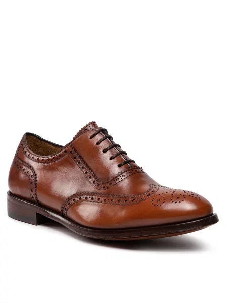 Nizki čevlji Lord Premium Brogues Natural Leather rjava