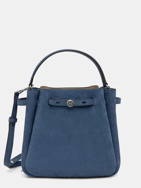 Torebka Tory Burch skórzana z nitami niebieska