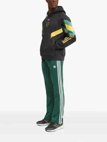 Пухен елец Adidas на райета с качулка бяло