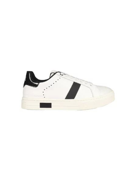Sneakersy Armani Exchange skórzane z okrągłym noskiem białe
